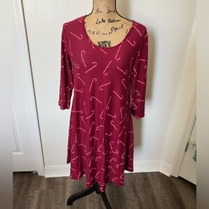 Lexington Avenue Candy Cane Swing Dress- Size Medium